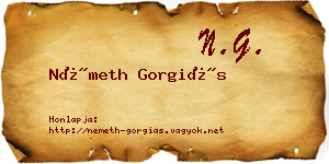 Németh Gorgiás névjegykártya